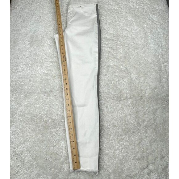 Spanx Side Stripe High Rise Skinny Jean Raw Hem White Gray - Picture 12 of 14